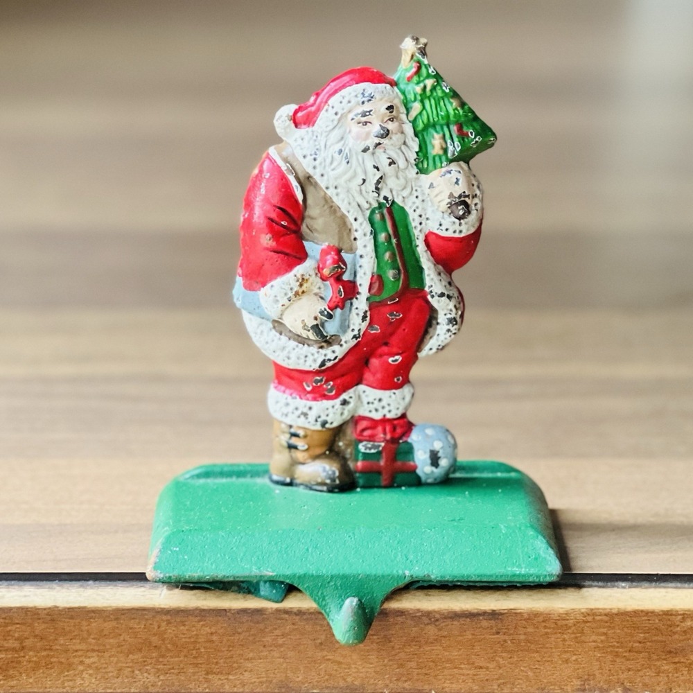 Vintage Rocking Horse Solid Cast Iron CHRISTMAS STOCKING Holder Hanger